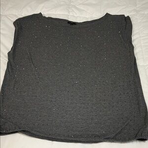 Talbots Gray Short Sleeve Tee with Stud Detail